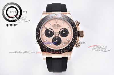 QF replica Rolex Daytona Swiss 4130 mechanical rose gold dial with rubber strap 